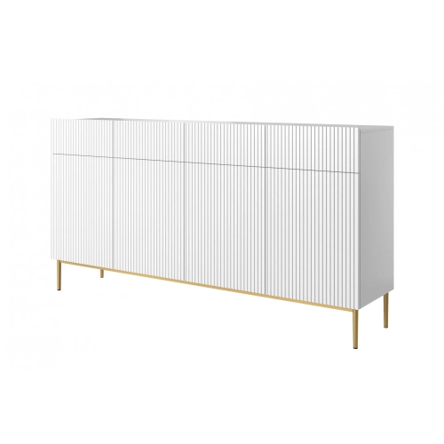 Komoda z szufladami Nicole 200 cm - biały mat / złote nóżki